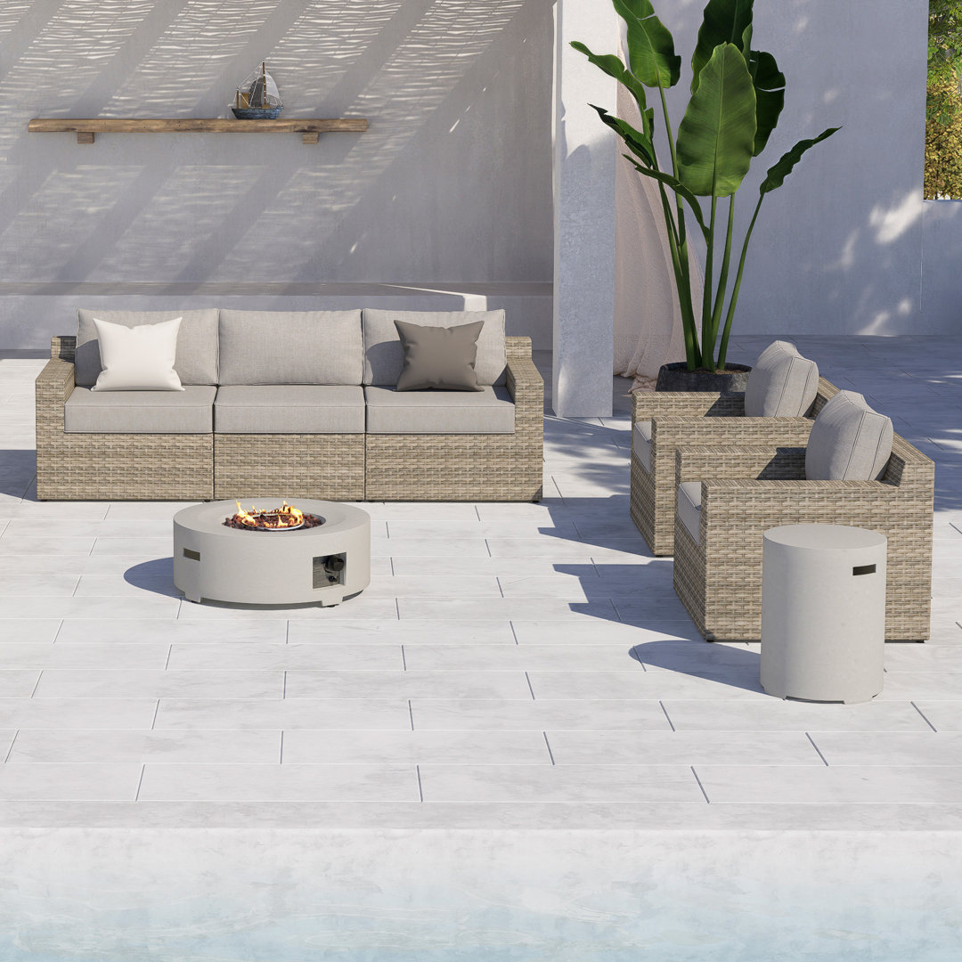 Addingham 10.6" H x 30" W Concrete/Stone Propane Outdoor Fire Pit Table